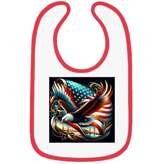 Majestic Eagle & American Flag Bibs Embrace