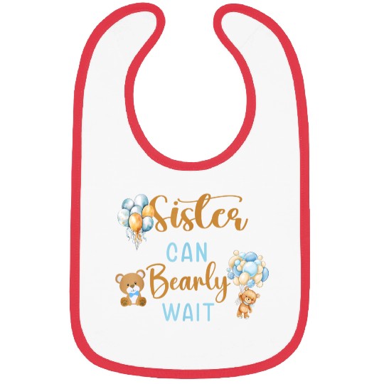 Sister Can Bearly Wait Baby Shower Bibs