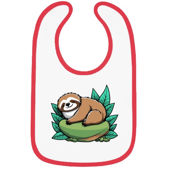 Sleeping Sloth Illustration Bibs