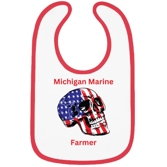 MichiganMarineFarmer with patriotic skull Bibs