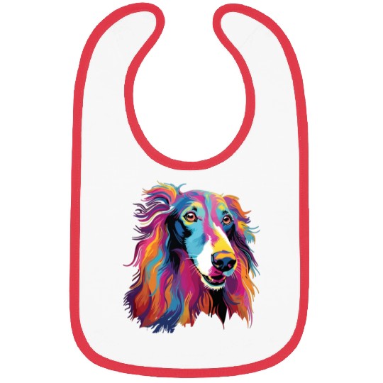 Watercolor Colorful Russian Greyhound Bibs