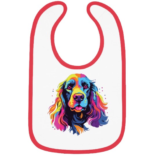 Watercolor Colorful American Cocker Spaniel Bibs