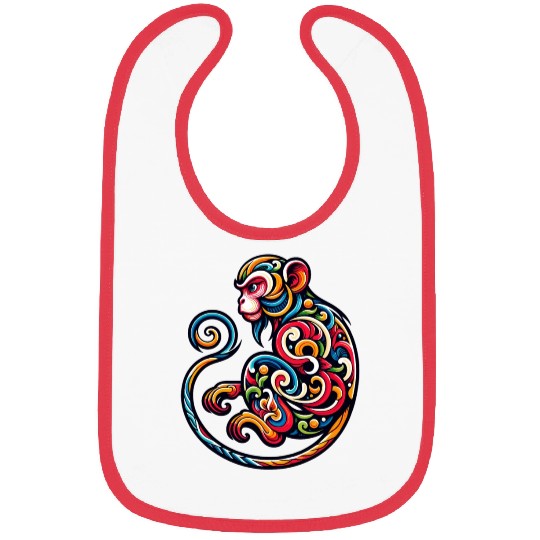 Elegant Monkey Chinese Zodiac Artistic Bibs