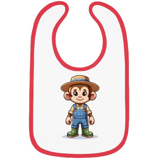 Cute Monkey Farmer Bibs