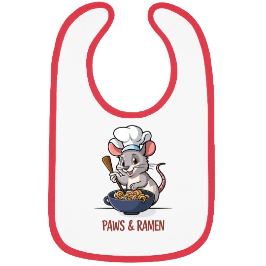 Paws and Ramen Funny Rat Animal Sayings Bibs