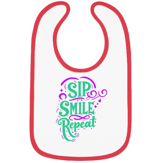 typography Bibs design Sip Smile Repeat