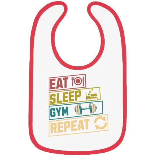 Eat sleep gym repeat hobby Bibs