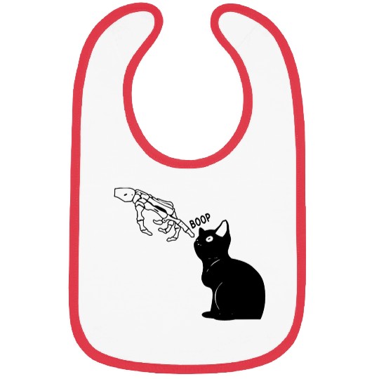 Black Cat Lover Skeleton Hand Boop Bibs