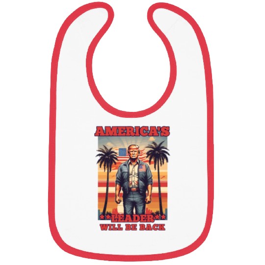 AMERICA'S LEADER WILL BE BACK, DONALD TRUMP RETRO Bibs
