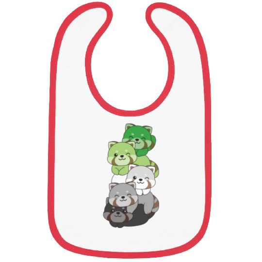 Aromantic Flag Pride Lgbtq Cute Red Panda Pile Bibs