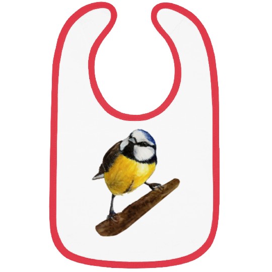 Blue tit titmouse hand painted watercolor. Bibs