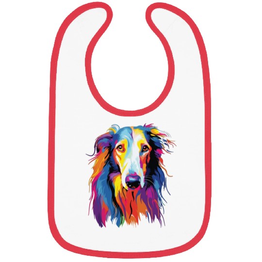Watercolor Colorful Russian Greyhound Bibs