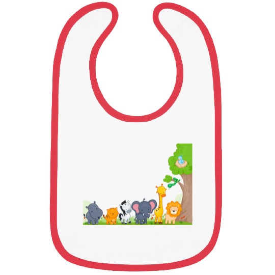 Multi zoo animals lion giraf elephant Bibs