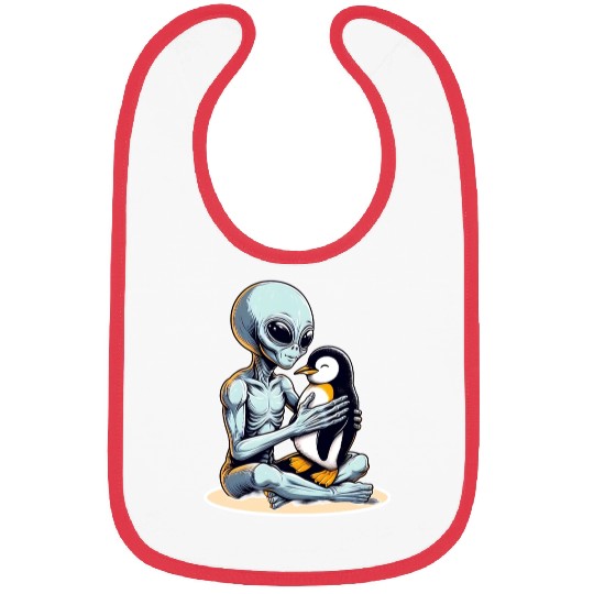 Alien Embracing Penguin Bibs