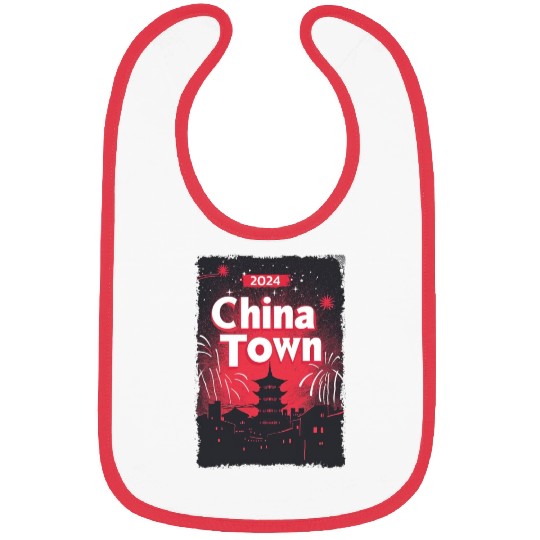 ChinaTown Ignites: Synthwave Red & Black Shiluette Bibs