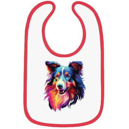Watercolor Colorful Collie Bibs