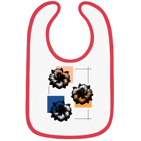 Abstract Risograph hibiscus Bibs