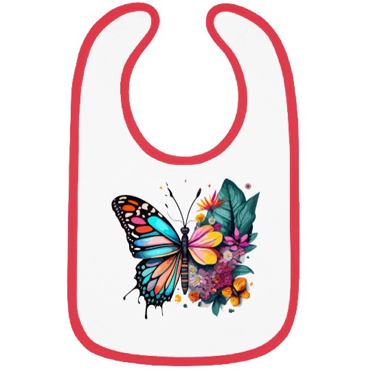 Metamorphora Butterfly Nature Flowers Branches Bibs