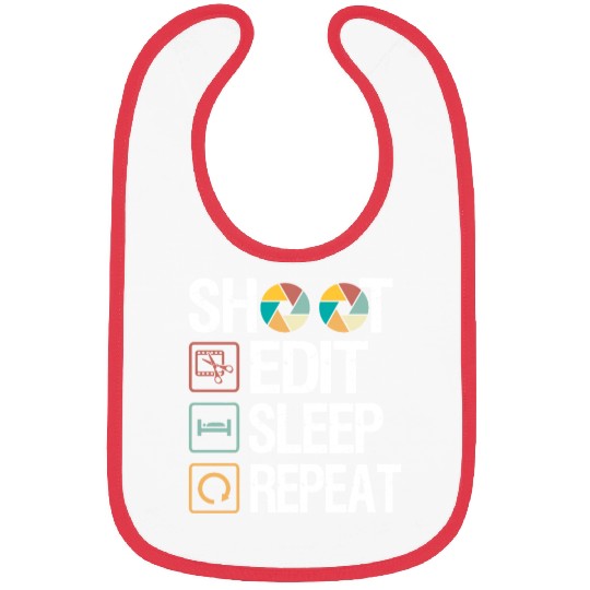Funny Shoot Edit Sleep Repeat Photography Camera Bibs