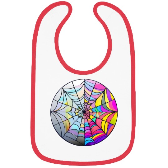 colorful spider web stained glass Bibs