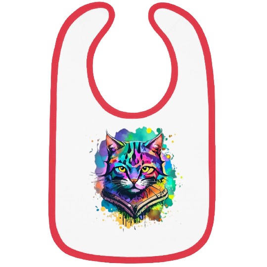 powerful colorful cat Bibs