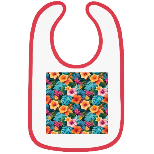 Colorful Tropical Foliage Pattern Bibs