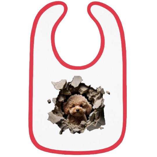 Toy Poodle Peeking Through a Hole Bibs
