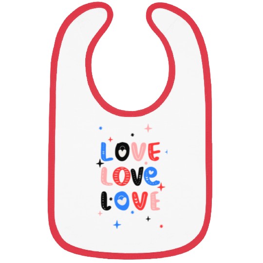 White Red Pink Light Blue Black Bold Valentine Bibs