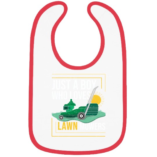 Just A Boy Who Loves Lawn Mowers Cool Mower Racing Bibs