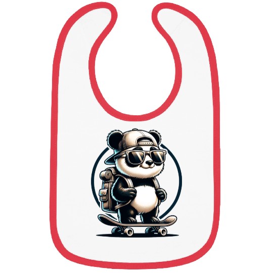 Panda on Skateboard Bibs
