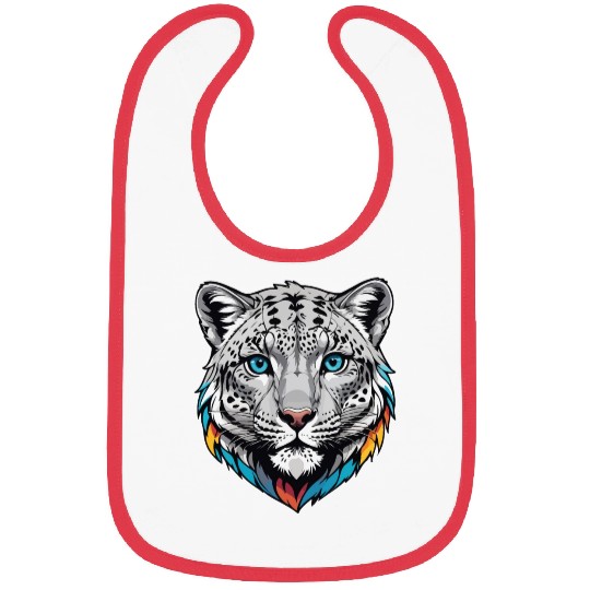 Majestic Snow Leopard Portrait - Exotic Wildlife Bibs