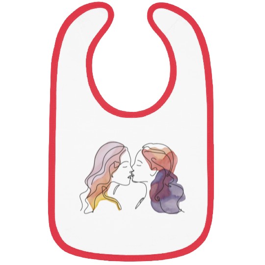 Lesbian Couple Simple Minimalistic Drawing Bibs