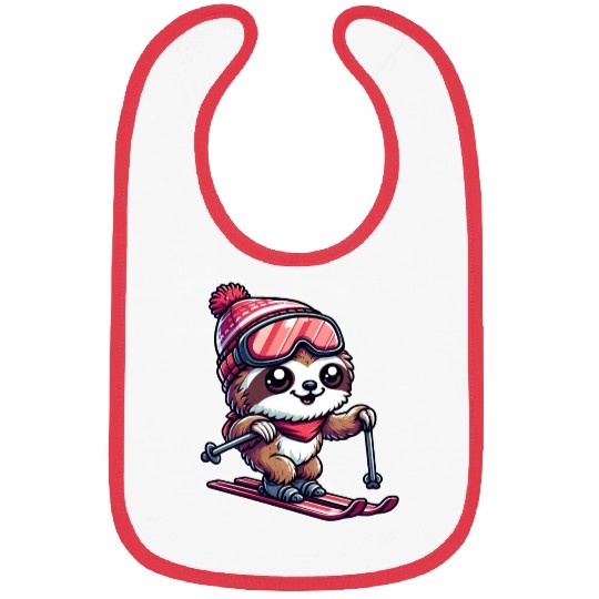 Sloth Skier Winter Vacation Fun Bibs