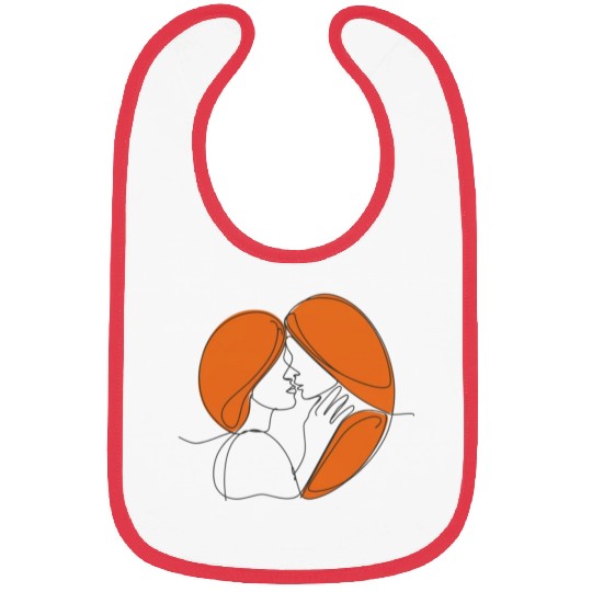 Elegant Lesbian Couple Kissing Line Drawing Bibs