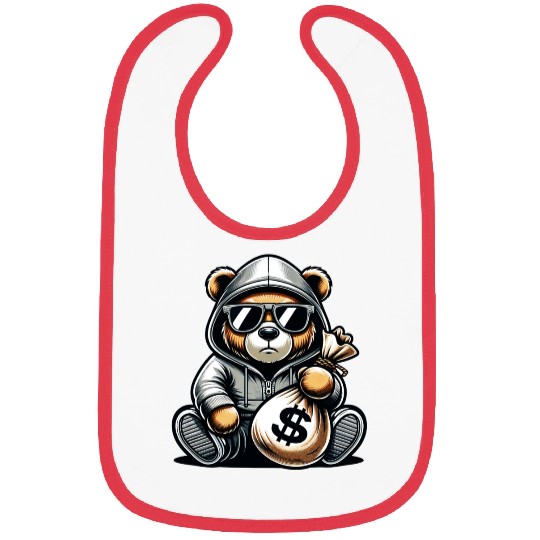 teddy bear holding a money bag Bibs