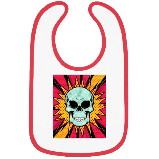 style halftones, dynamic skull Bibs