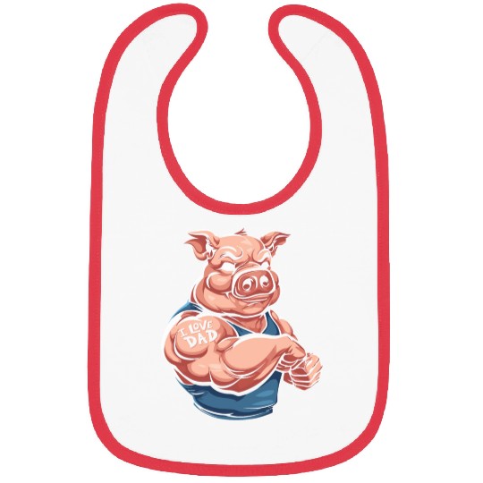 Pig Pork Biceps Tattoo I Love Dad Bibs