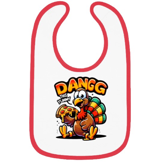 Dangg This Yummy, Cartoon Turkey Pizza Bibs