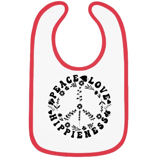 Peace Love Hippieness - Cute Black Peace Sign Bibs