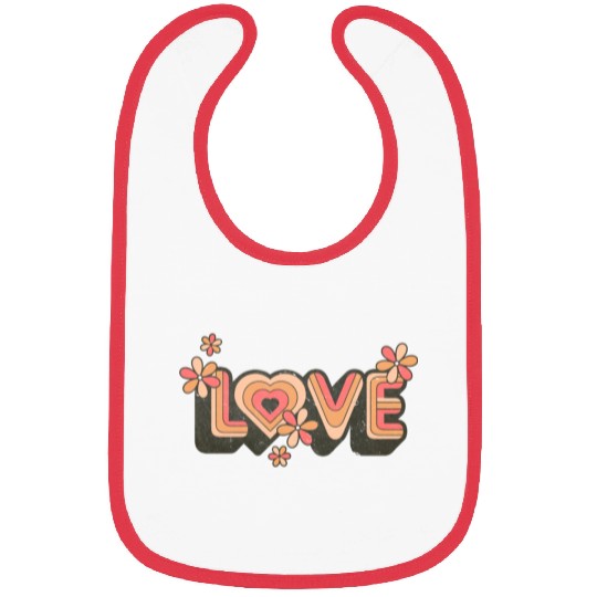 1960s Retro Hippie Floral Love Design Bibs