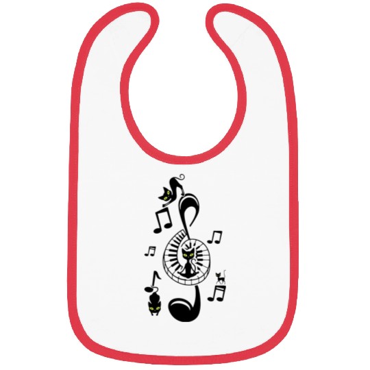 Music Lover Cat Lover Treble Clef Cute Cat Piano Bibs