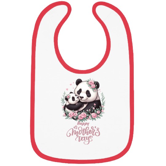 Happy Mother's Day Floral Wreath Mum Panda Bibs