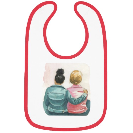 Watercolor Lesbian Couple Bibs