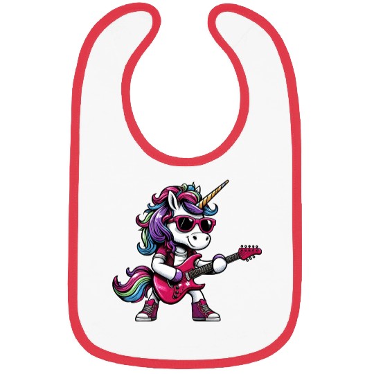 Unicorn Rock Metal Musician Guitar Design Bibs