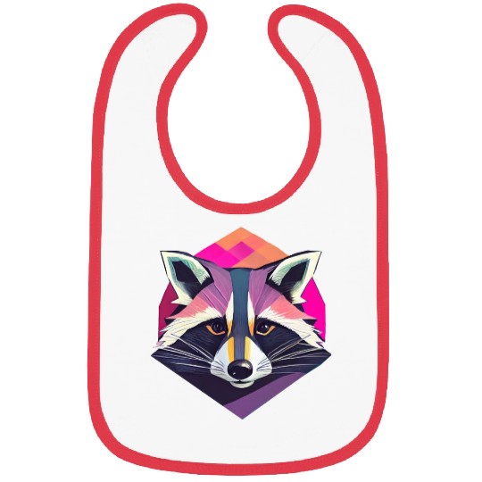 Modern Raccoon Wall Art in Vibrant Colors Bibs