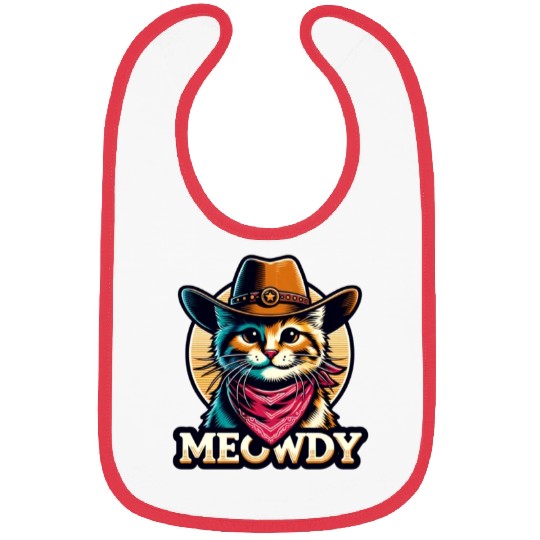 Cute Meowdy Cat Cowboy Pun Bibs