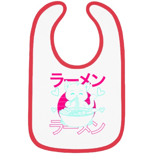 Aesthetic Anime Ramen Cat Retro Japanese Bibs