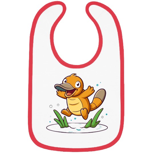 Whimsical Platypus Frolicking in a Pond Bibs