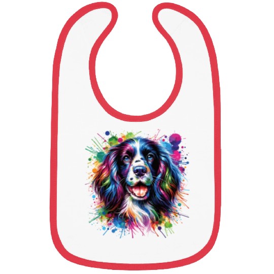 Watercolor Colorful English Springer Spaniel Bibs