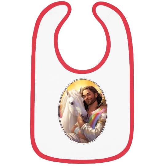 Jesus Snuggling Unicorn Bibs, Christian